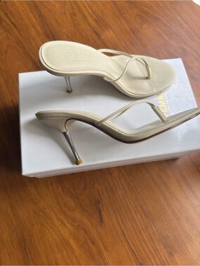 Femme LA Osaka Cream Thong Stiletto Sandals